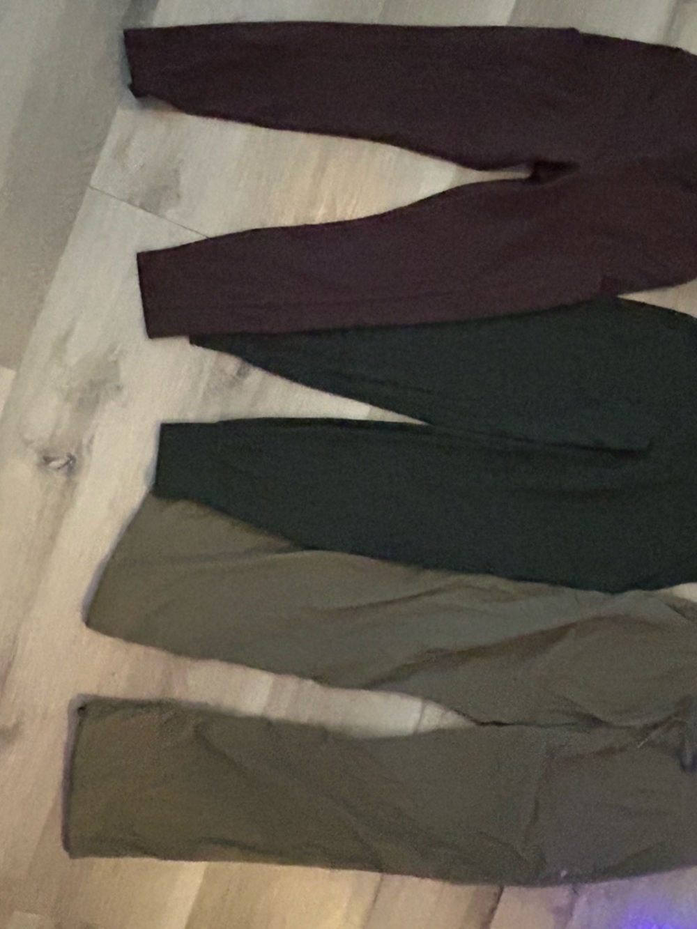 lululemon athletica leggings bundle in dark brown , deep green, and olive